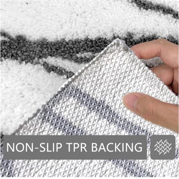 Tititex Bathroom New Luxury Bath Mat White & Gray 24" x 36 " (Rectangular) - Picture 2 of 16